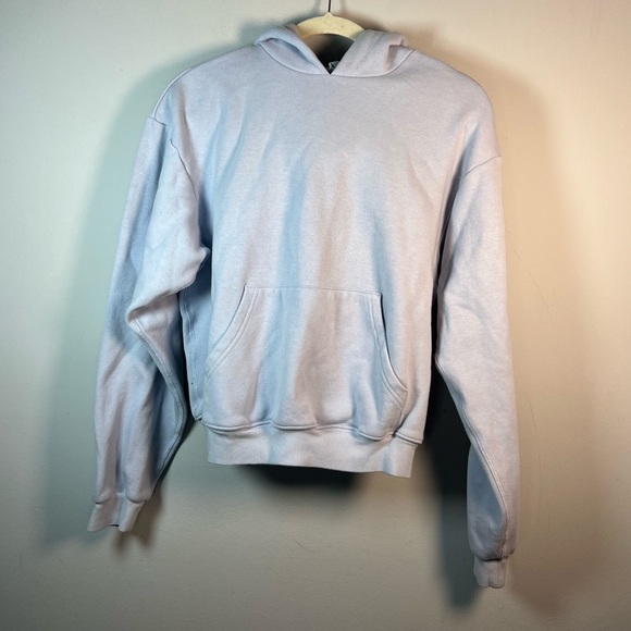 SKIMS Cotton Blend Fleece Classic Pullover Hoodie Light Blue Size Small - Picture 3 of 7